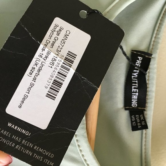 New Prettylittlething Sage Green Slinky Underbust Short Sleeve Bodycon D… - Picture 5 of 8